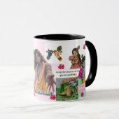 Radha Krishna Aesthetic Collage Mug – Soft Pastel  マグカップ (正面右)