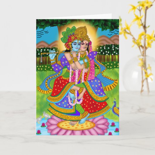 Radha Krishna Greeting Card カード (黄色い花)