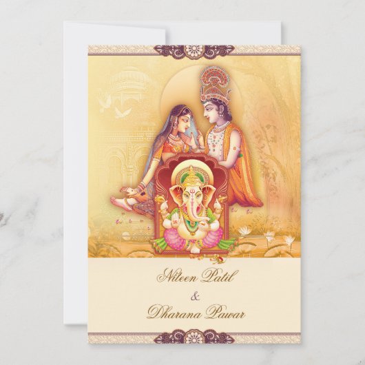 Radha Krishna Hindu Wedding Invitation 招待状 (正面)