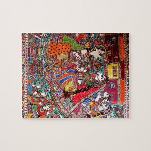 RADHA-KRISHNA MADHUBANIの古代インドの芸術のスタイル ジグソーパズル (横)