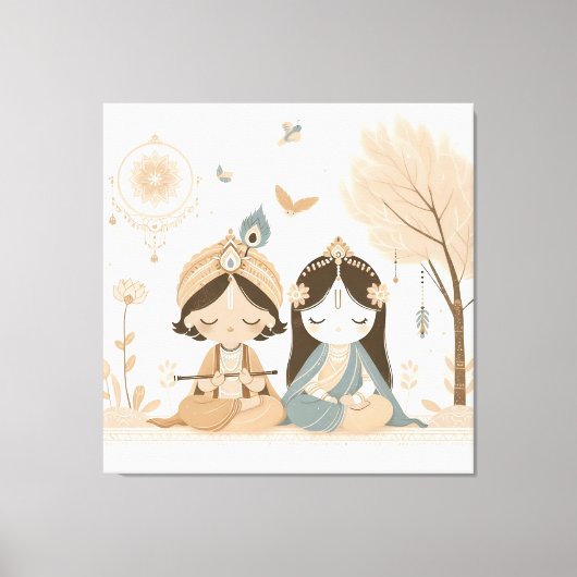 Radha Krishna Mandala Wall Art  キャンバスプリント (正面)