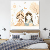 Radha Krishna Mandala Wall Art  キャンバスプリント (インサイチュ (寝室))