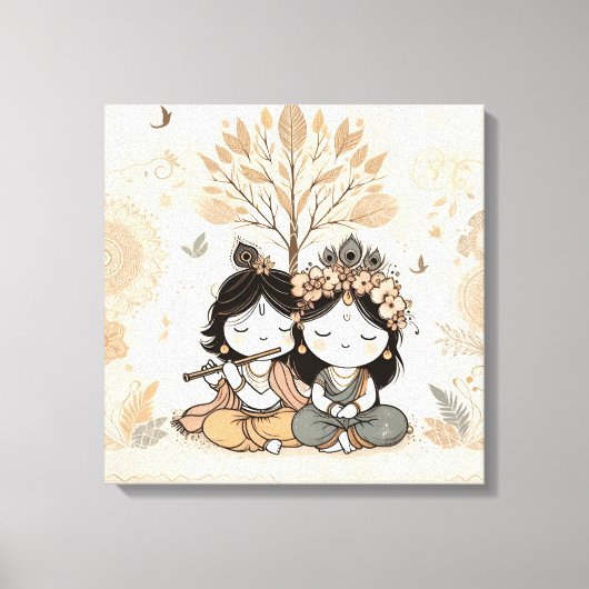 Radha Krishna Mandala Wall Art | Eternal Love  キャンバスプリント (正面)