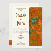 Radha Krishna Mural painting Indian 招待状 (正面/裏面)