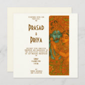 Radha Krishna Mural painting Indian Hindu セーブザデート (正面/裏面)