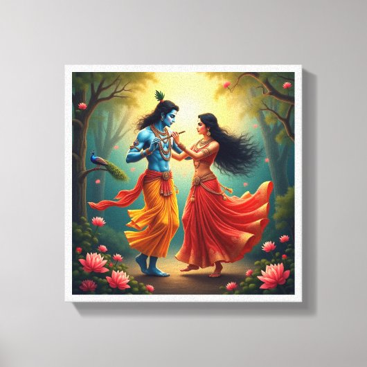 Radha Krishna Spiritual Paintings 🌺🎶. キャンバスプリント (正面)