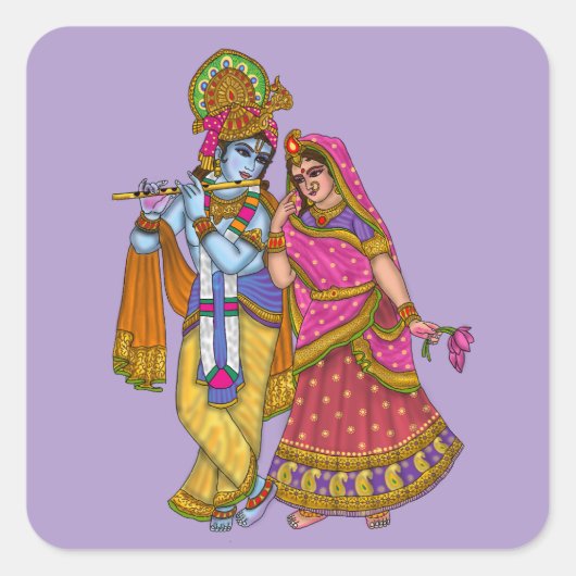 Radha Krishna Sticker スクエアシール (正面)
