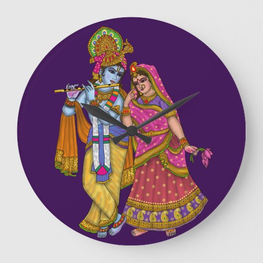 Radha Krishna Wall Clock ラージ壁時計 (正面)