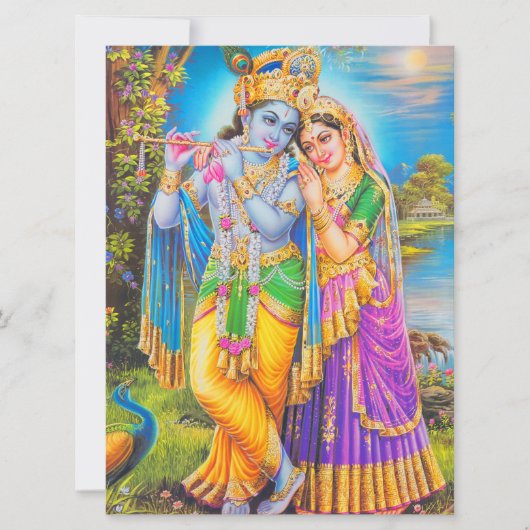 Radha Krishna with Flute Hare Krishna カード (正面)