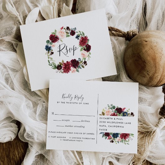 Radiant開花RSVPポストカード（食事の選択あり） インビテーションポストカード