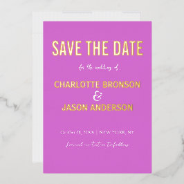 Radiant シンプル Orchid日モダン付金ゴールドを保存 箔招待状