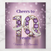 Radiant 10th Anniversary Gemstone & Diamondリングや輪 ワインラベル (シングルラベル)