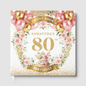 Radiant 80th Birthday Guest Book Gold Glitter Art ゲストブック (正面)
