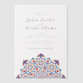 Radiant Airy Crescent Moon Mandala Wedding ベラム紙招待状