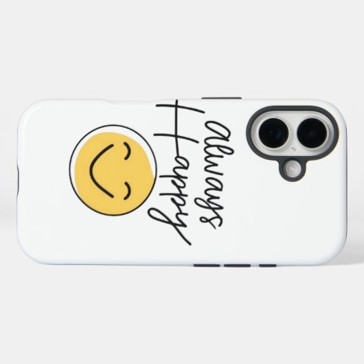Radiant "Always Happy" Smiley Phone Case - Modern  Case-Mate iPhoneケース (裏面 (横))