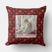Radiant Angel Poinsettia Christmas Pillow Gift クッション (正面)