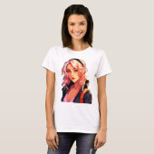 Radiant Anime Girl:美しいマンガアート Tシャツ (正面フル)