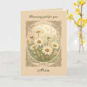 Radiant April Daisy Motif Art Nouveau Illustration カード (黄色い花)