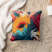 Radiant Bloom – Bold Abstract Floral Expression クッション (ブランケット)