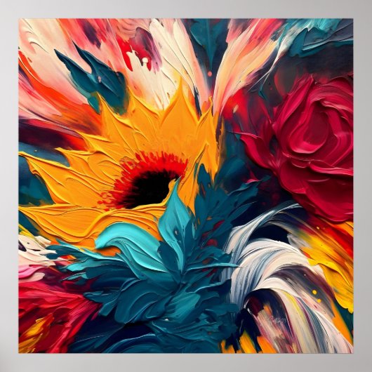 Radiant Bloom – Bold Abstract Floral Expression ポスター (正面)