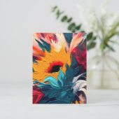 Radiant Bloom – Bold Abstract Floral Expression ポストカード (スタンド正面)
