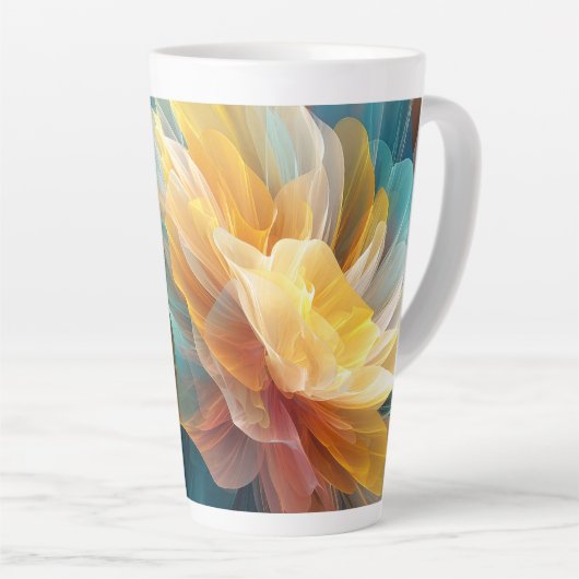 Radiant Bloom of Ethereal Petals in Light カフェラテマグ (右アングル)