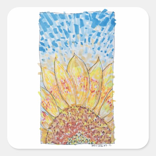 Radiant Bloom Sunflower スクエアシール (正面)