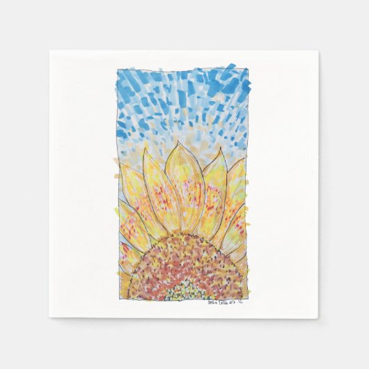 Radiant Bloom Sunflower スタンダードカクテルナプキン (正面)