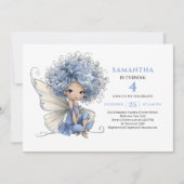 Radiant Blue Fairy Girl 1st Birthday Magic invites 招待状 (正面)