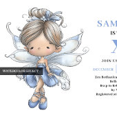 Radiant Blue Fairy Girl 1st Birthday Magic invites 招待状