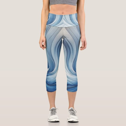 Radiant blue white カプリレギンス (正面)