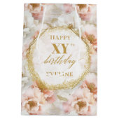 Radiant Blush Pink Watercolor 50 Birthday Gift Bag ミディアムペーパーバッグ (裏面)