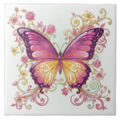 Radiant Butterfly Floral Pat#4 Magenta ID1222 タイル (正面)