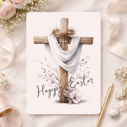 Radiant Easter Cross with Floral Accents シーズンカード