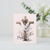Radiant Easter Cross with Floral Accents シーズンポストカード (スタンド正面)