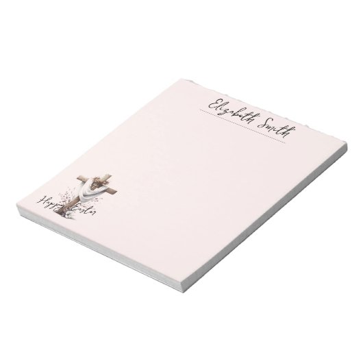 Radiant Easter Cross with Floral Accents ノートパッド (回転)