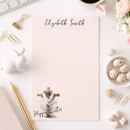 Radiant Easter Cross with Floral Accents 便箋