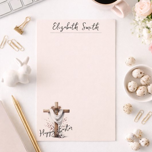 Radiant Easter Cross with Floral Accents 便箋