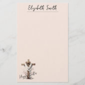 Radiant Easter Cross with Floral Accents 便箋 (正面)