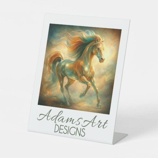Radiant Emerald Flame Horse – Elegant Fantasy 台座サイン (正面)