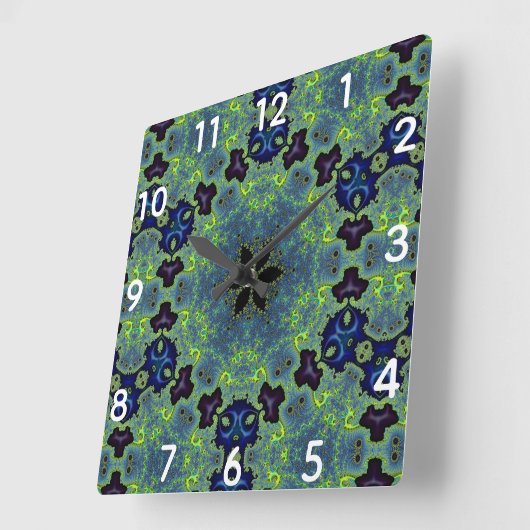 Radiant Fractal Symphony スクエア壁時計 (傾斜)