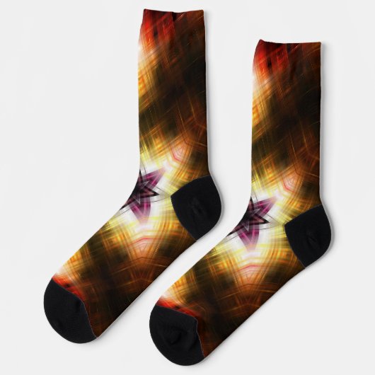Radiant Geometric Starburst with Abstract Light ソックス (左)