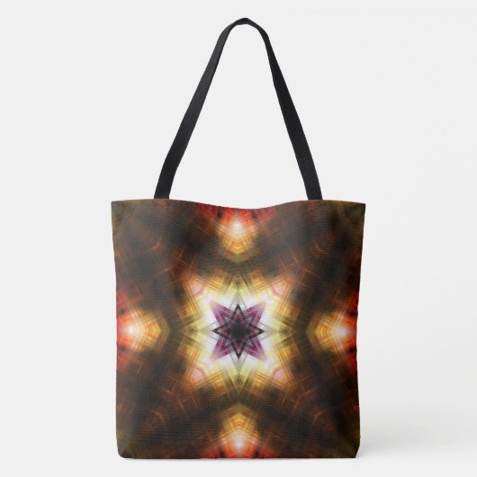 Radiant Geometric Starburst with Abstract Light トートバッグ (裏面)