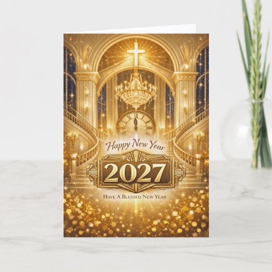 Radiant Gold Christian Blessed New Year 2027 シーズンカード (正面)