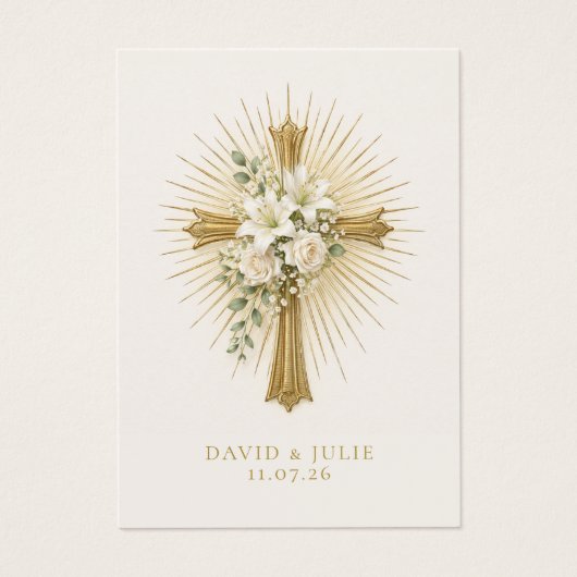 Radiant Gold Cross Wedding Blessing Prayer (正面)