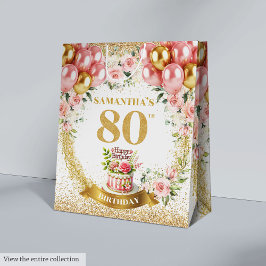 Radiant Gold Number 80th Birthday Boho Party Bag ミディアムペーパーバッグ