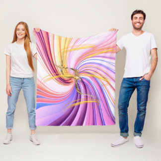 Radiant Gold Swirl Fleece Blanket – Abstract Flow  フリースブランケット