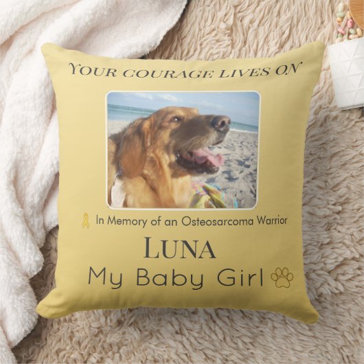 Radiant Golden Osteosarcoma Pet Tribute クッション (ブランケット)
