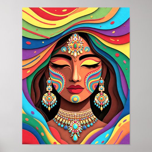 Radiant Harmony, A Colorful Paper-Cut Portrait ポスター (正面)
