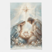 Radiant Holy Family Nativity Scene キッチンタオル (縦)